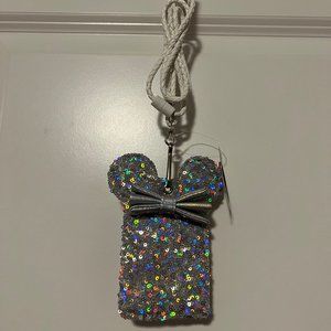 Loungefly Disney Parks Holographic Silver Sequin Minnie Mouse Lanyard NWT